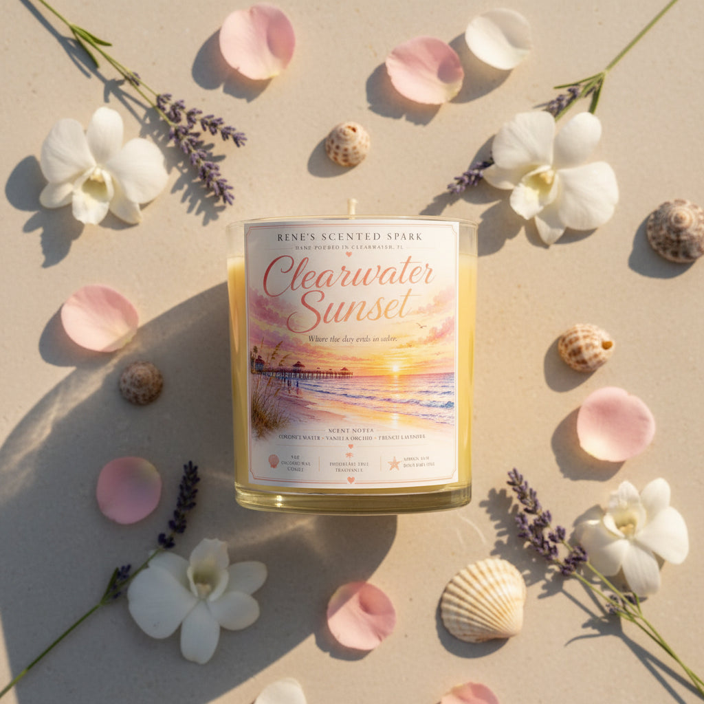 Clearwater Sunset — Florida Candle | Coconut Water Vanilla Orchid French Lavender | 9 oz Coconut Wax