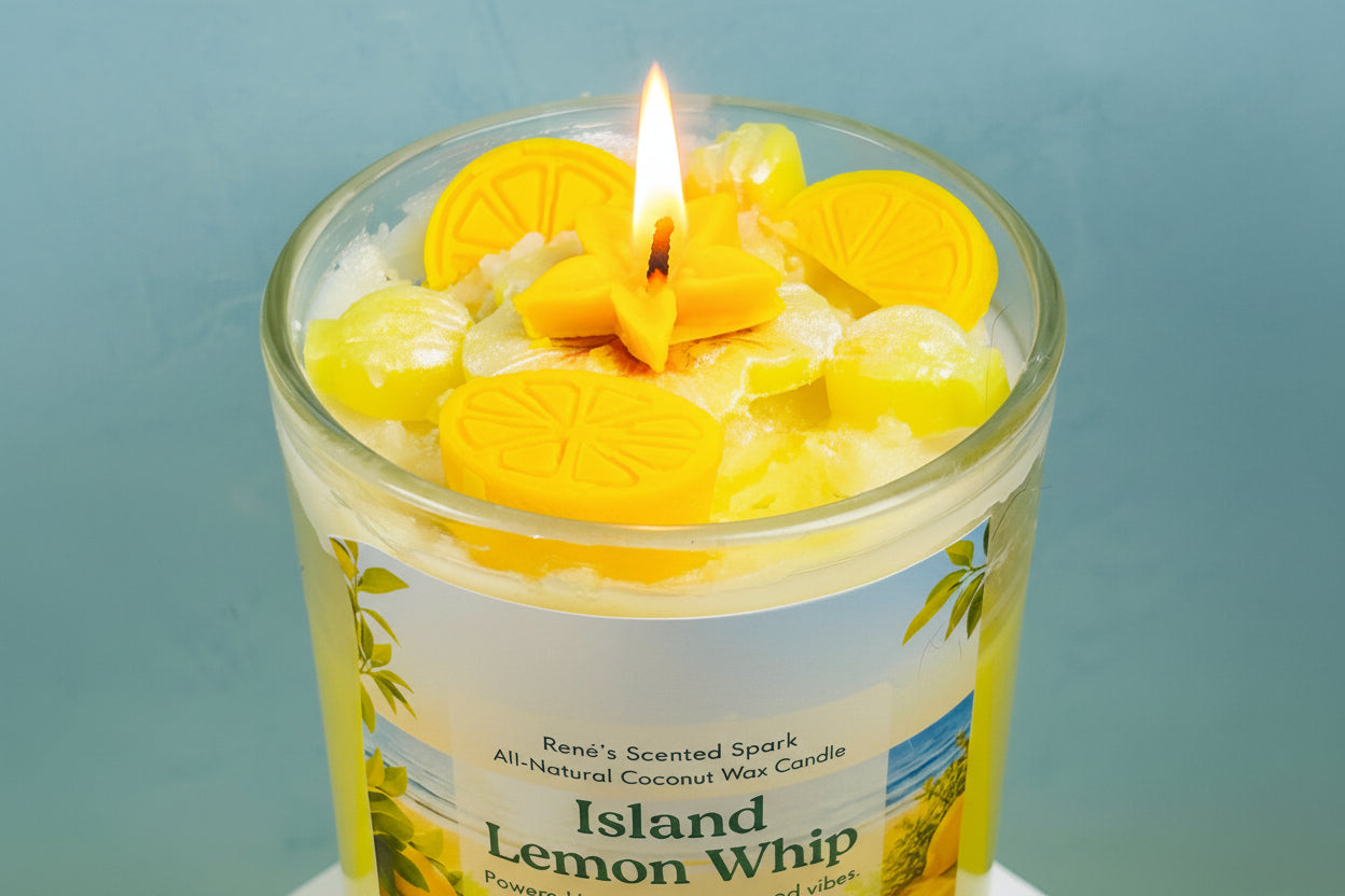 Island Lemon Whip Coconut Wax Candle | Tropical Lemon Cake Scent | Hand-Poured in Clearwater, FL