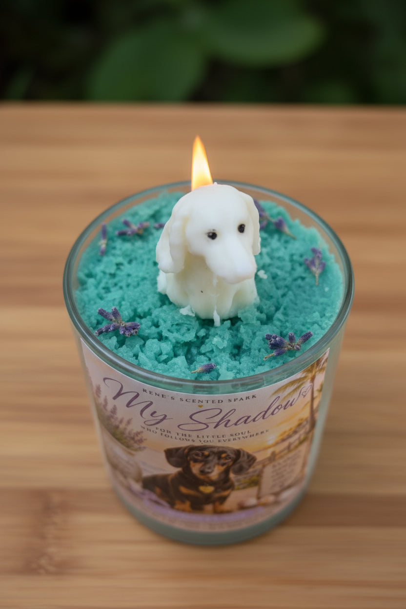My Shadow – Dachshund Candle | Hand Poured Coconut Wax | Lavender & Vanilla | Dog Lover Gift