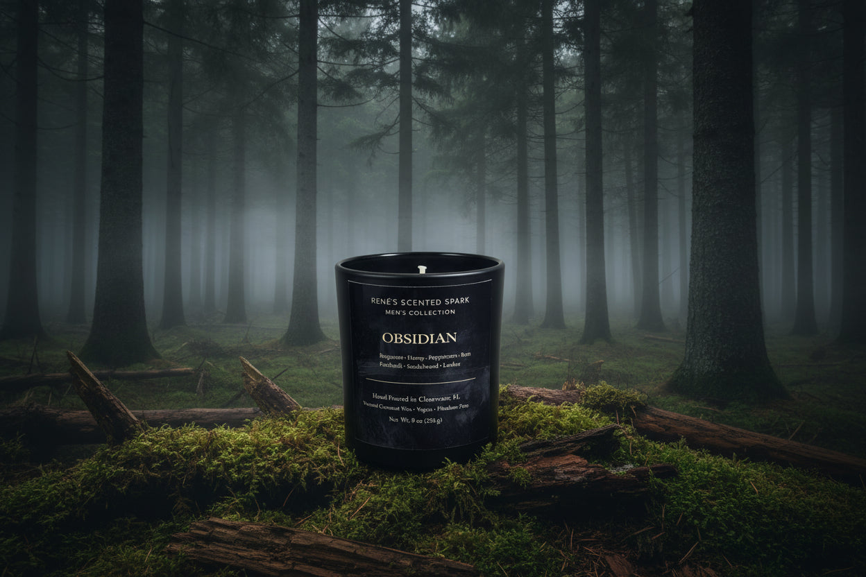 Obsidian – Luxury Men's Candle | Bergamot, Rum, Leather & Sandalwood