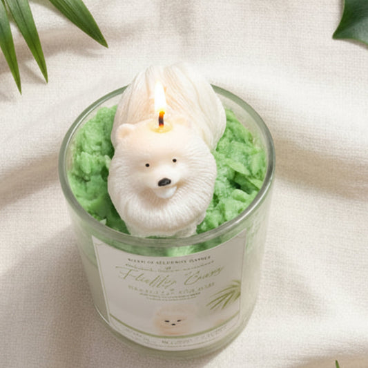 Fluffy Bum — Pomeranian Candle | Brazilian Bum Bum Scent | Hand Sculpted Dog Candle | Dog Mom Gift | Funny Dog Gift