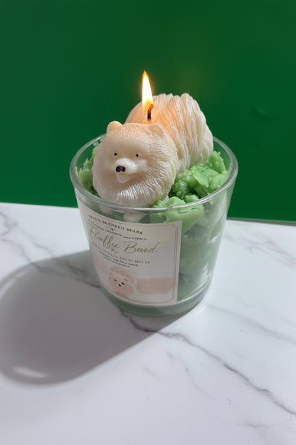 Fluffy Bum — Pomeranian Candle | Brazilian Bum Bum Scent | Hand Sculpted Dog Candle | Dog Mom Gift | Funny Dog Gift