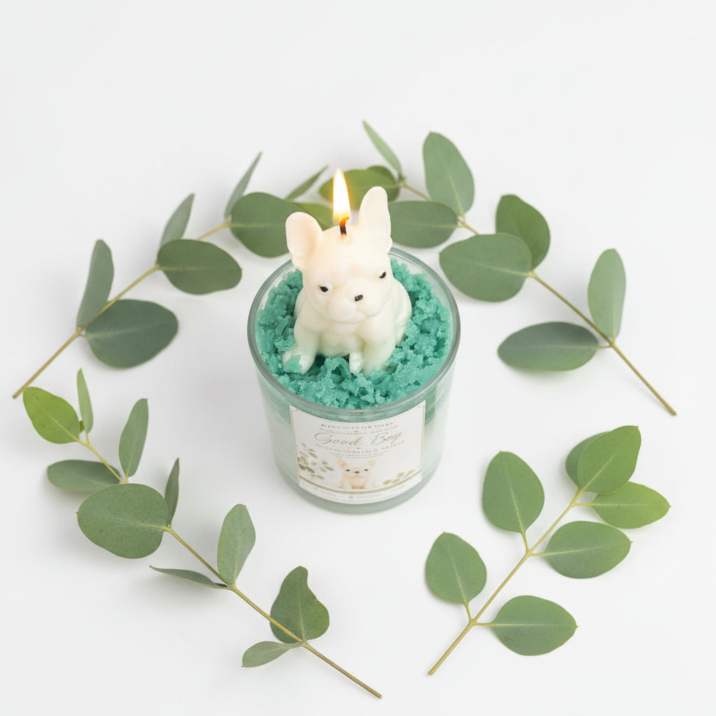 Good Boy | French Bulldog Candle |  Sandalwood & Suede | Hand Sculpted  Dog Candle | Rene's Scented Spark