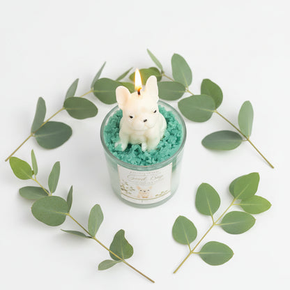 Good Boy | French Bulldog Candle |  Sandalwood & Suede | Hand Sculpted  Dog Candle | Rene's Scented Spark