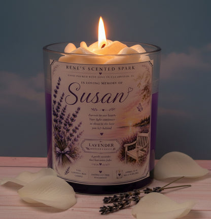  Personalized memorial candle Forever in Our Hearts lavender chamomile hand poured coconut wax