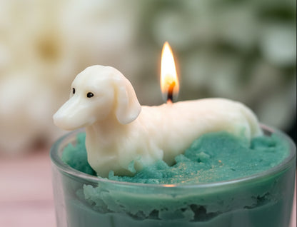 Low Rider | Dachshund Candle | Lavender  and Vanilla Scent | Hand Sculpted Dog  Candle | Renes Scented Spark
