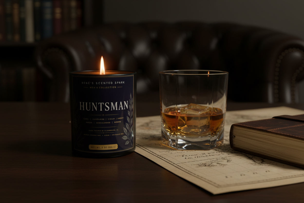 The Huntsman – Luxury Men's Candle | Saffron, Cardamom & Sandalwood | Hand-Poured Coconut Wax | Gift for Him