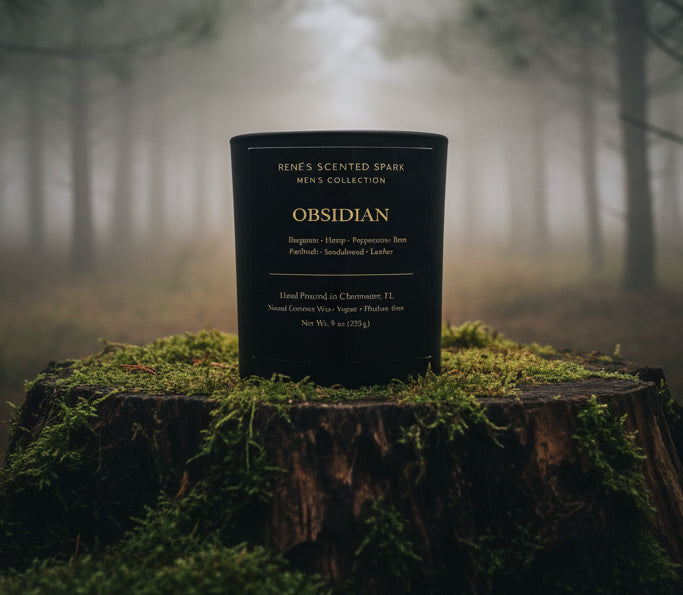 Obsidian – Luxury Men's Candle | Bergamot, Rum, Leather & Sandalwood