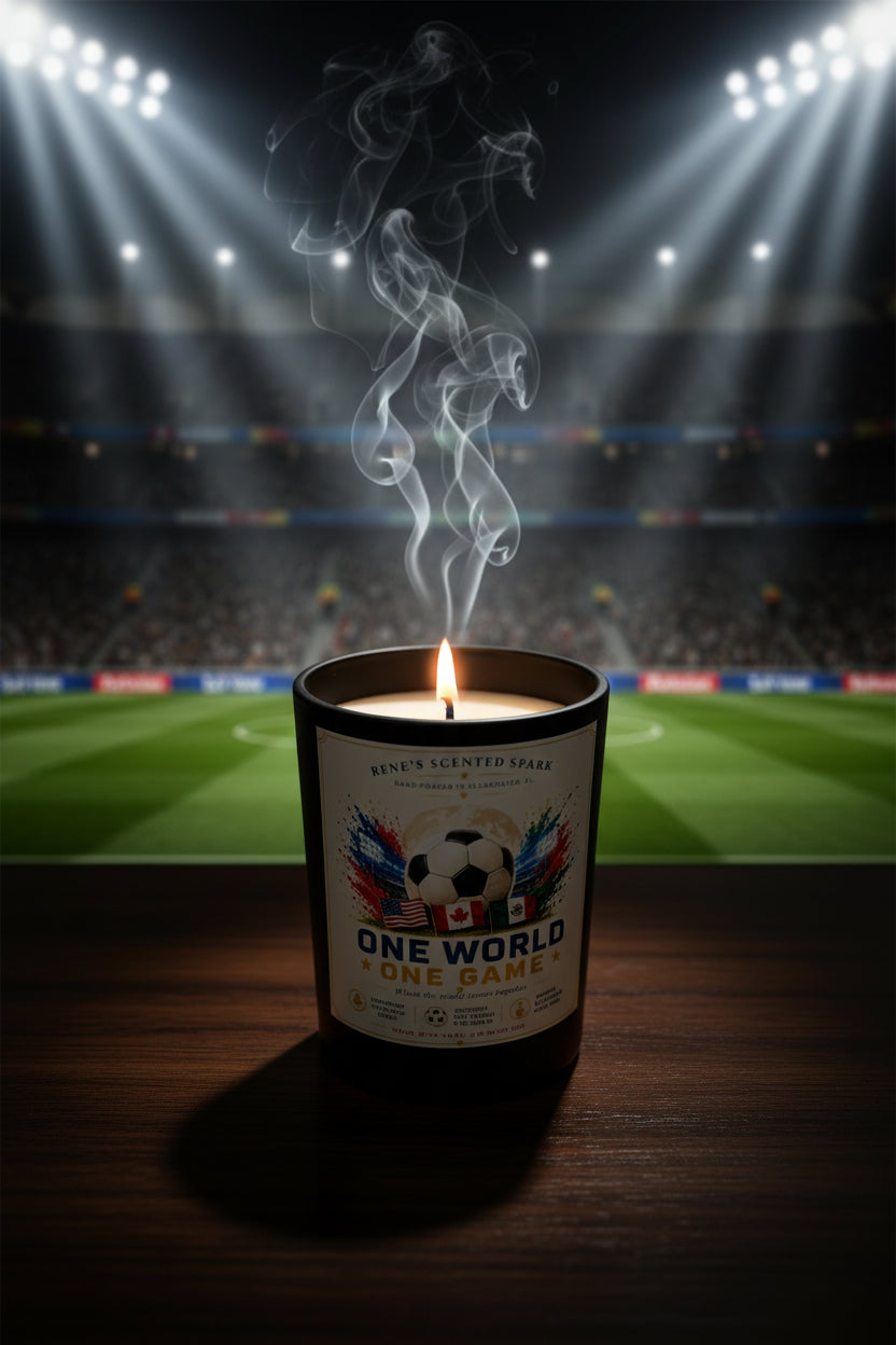 One World One Game — World Cup 2026 Candle | Mahogany Teakwood | 9 oz Coconut Wax