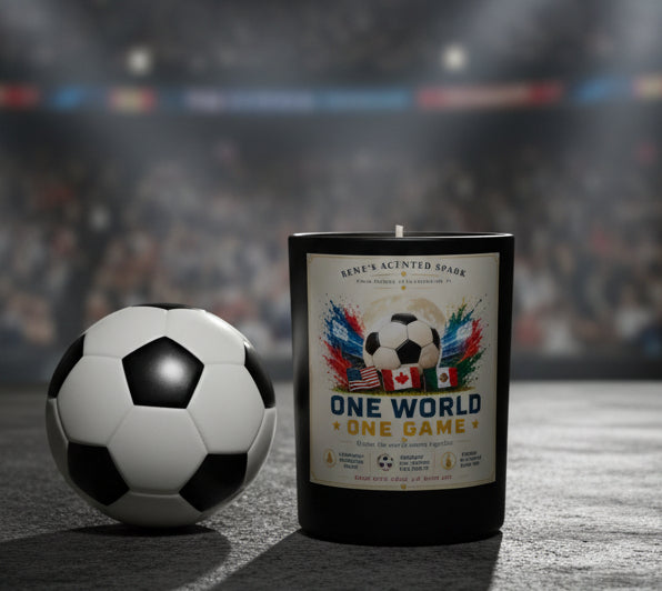 One World One Game — World Cup 2026 Candle | Mahogany Teakwood | 9 oz Coconut Wax