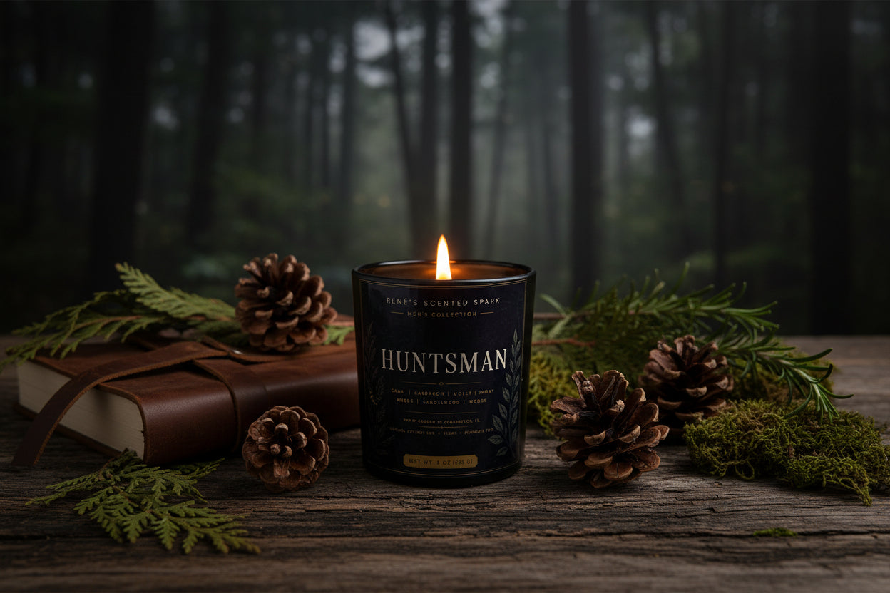 The Huntsman – Luxury Men's Candle | Saffron, Cardamom & Sandalwood | Hand-Poured Coconut Wax | Gift for Him