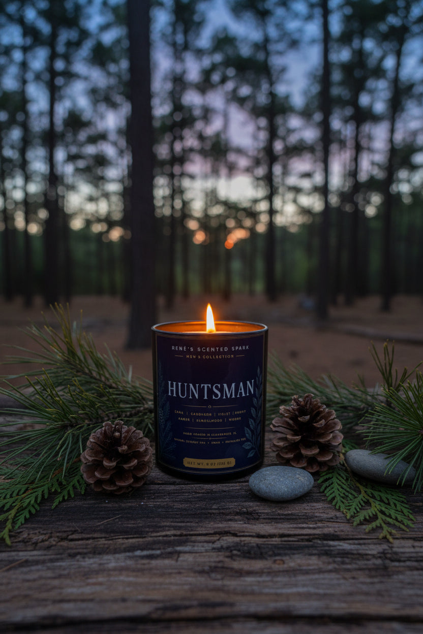 The Huntsman – Luxury Men's Candle | Saffron, Cardamom & Sandalwood | Hand-Poured Coconut Wax | Gift for Him