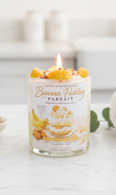 Banana Pudding Parfait coconut wax candle by Rene's Scented Spark