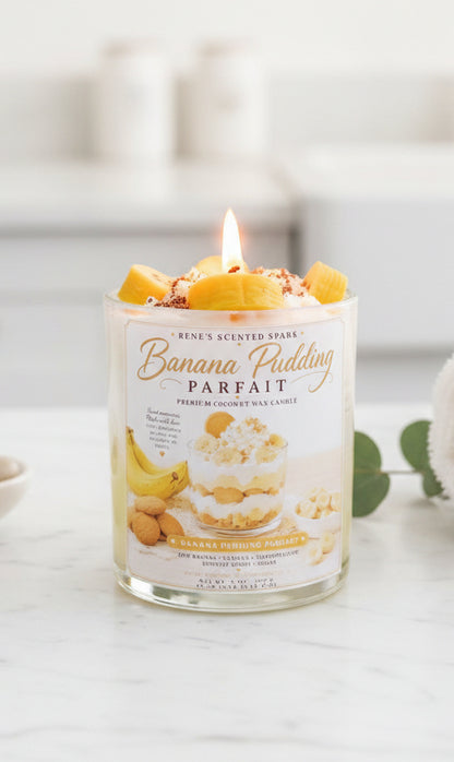 Banana Pudding Parfait coconut wax candle by Rene's Scented Spark