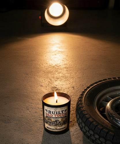Built Dad Tough — Father's Day Candle | Sandalwood & Suede | 9 oz Coconut Wax