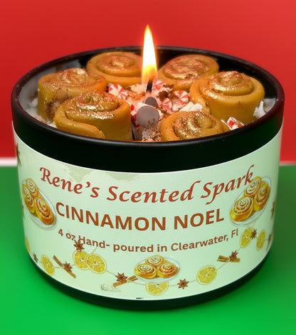 Cinnamon Noel 4 oz Candle – Warm Cinnamon Roll Holiday Scent