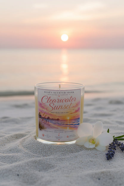 Clearwater Sunset — Florida Candle | Coconut Water Vanilla Orchid French Lavender | 9 oz Coconut Wax