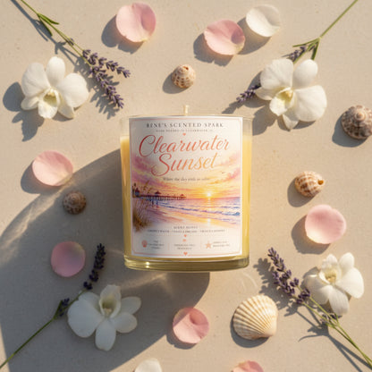 Clearwater Sunset — Florida Candle | Coconut Water Vanilla Orchid French Lavender | 9 oz Coconut Wax