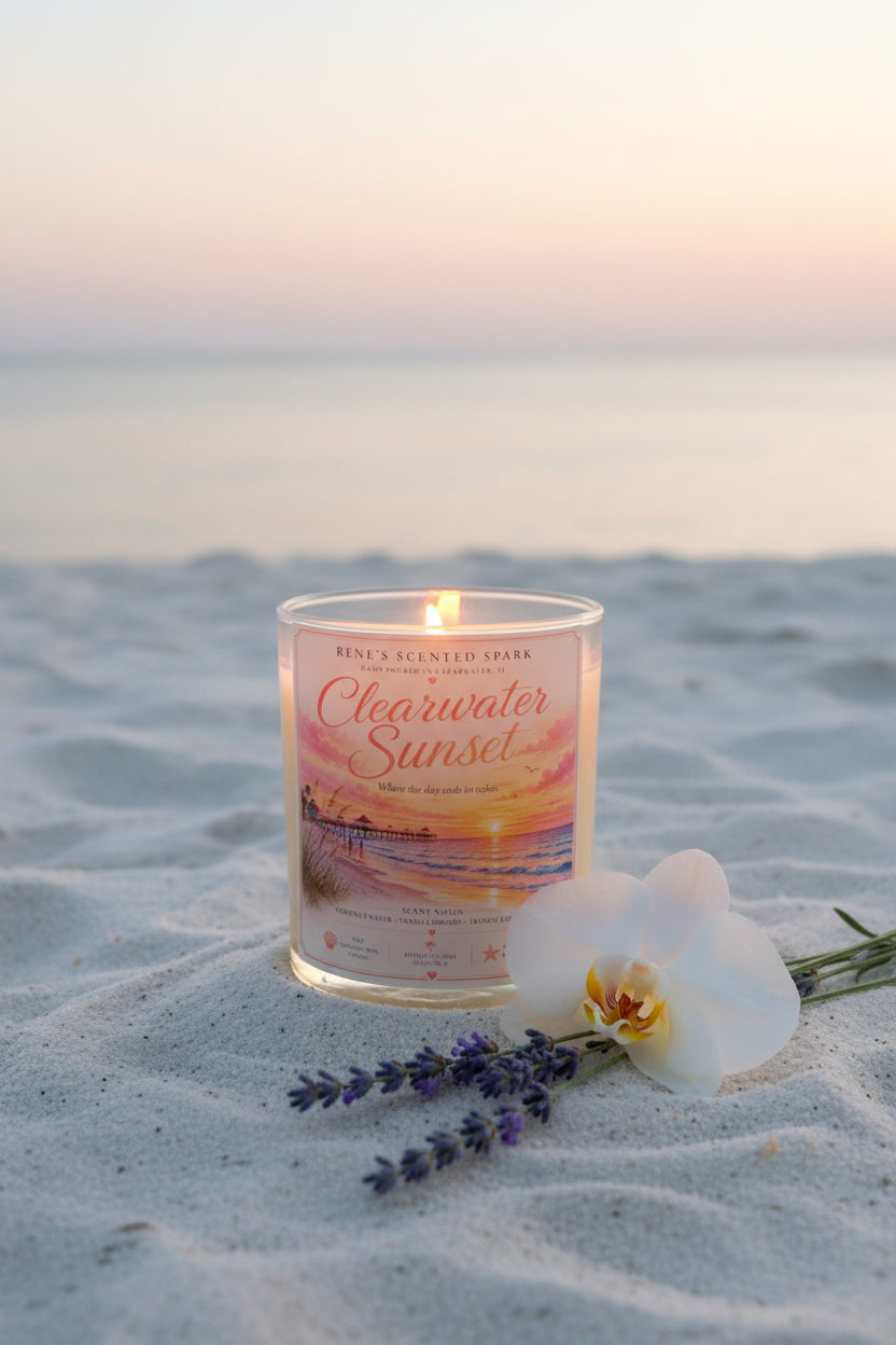 Clearwater Sunset — Florida Candle | Coconut Water Vanilla Orchid French Lavender | 9 oz Coconut Wax