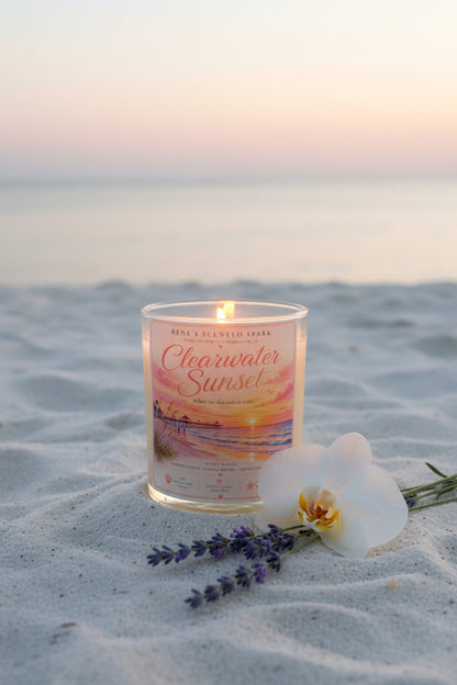 Clearwater Sunset — Florida Candle | Coconut Water Vanilla Orchid French Lavender | 9 oz Coconut Wax
