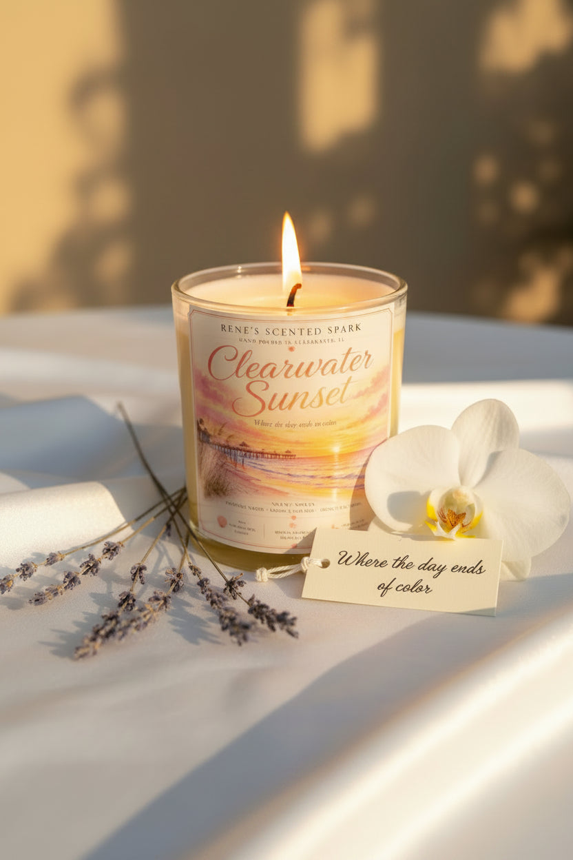 Clearwater Sunset — Florida Candle | Coconut Water Vanilla Orchid French Lavender | 9 oz Coconut Wax