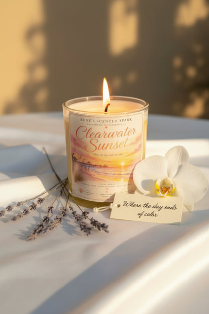 Clearwater Sunset — Florida Candle | Coconut Water Vanilla Orchid French Lavender | 9 oz Coconut Wax