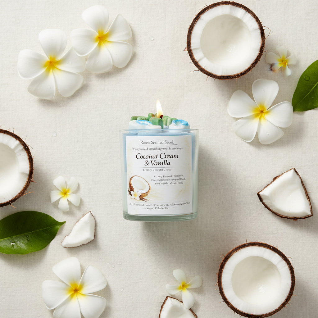 Coconut Cream & Vanilla – Tropical Coconut Wax Candle | Hand-Poured | Beach & Summer Gift for Her
