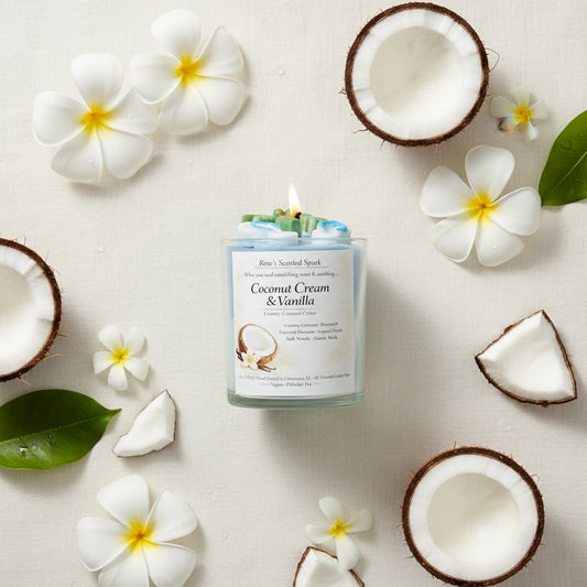 Coconut Cream & Vanilla – Tropical Coconut Wax Candle | Hand-Poured | Beach & Summer Gift for Her