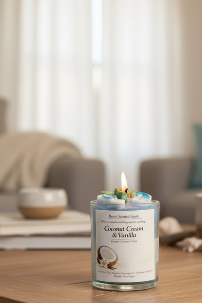 Coconut Cream & Vanilla – Tropical Coconut Wax Candle | Hand-Poured | Beach & Summer Gift for Her