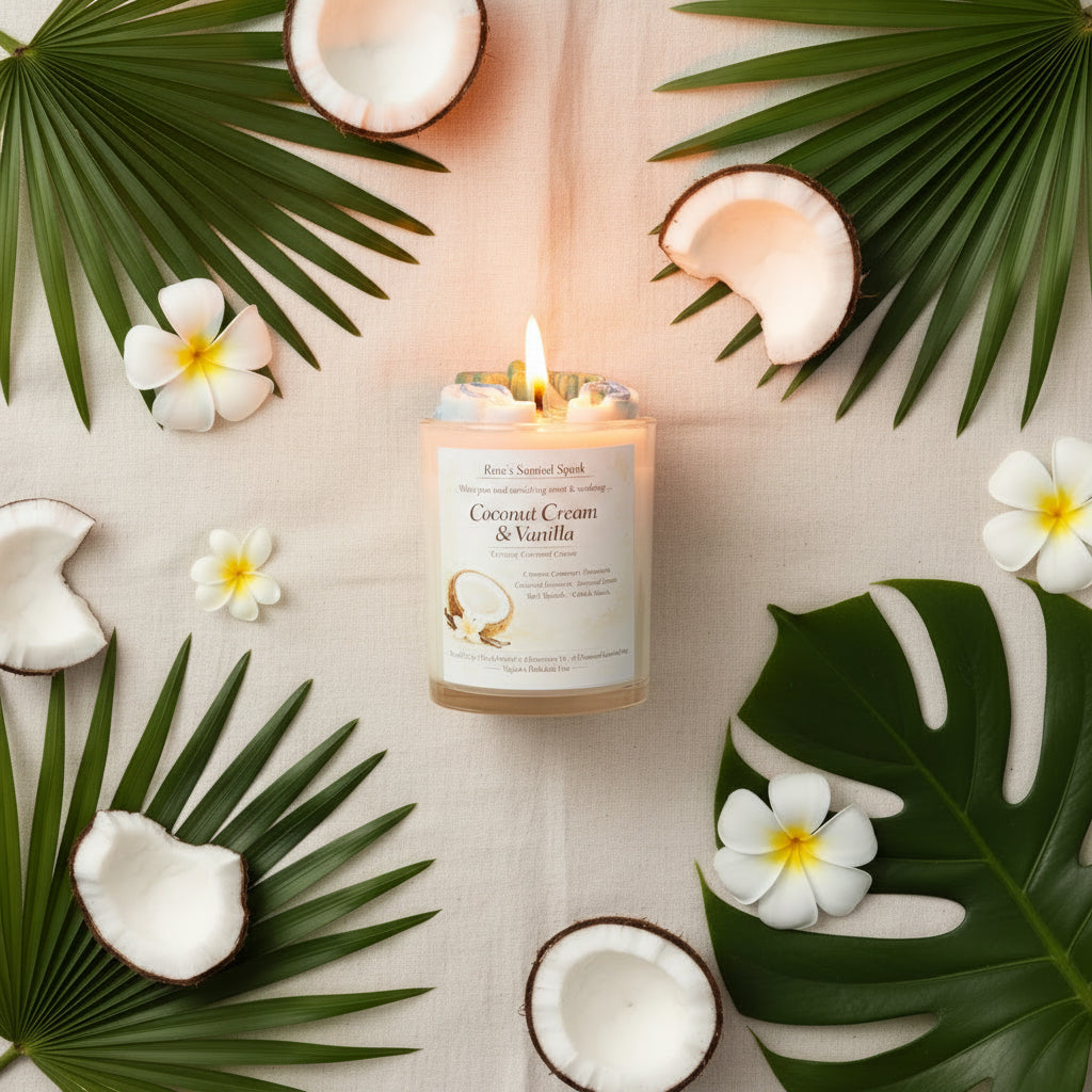 Coconut Cream & Vanilla – Tropical Coconut Wax Candle | Hand-Poured | Beach & Summer Gift for Her