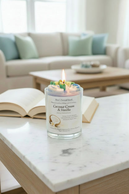 Coconut Cream & Vanilla – Tropical Coconut Wax Candle | Hand-Poured | Beach & Summer Gift for Her