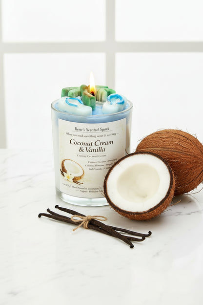 Coconut Cream & Vanilla – Tropical Coconut Wax Candle | Hand-Poured | Beach & Summer Gift for Her