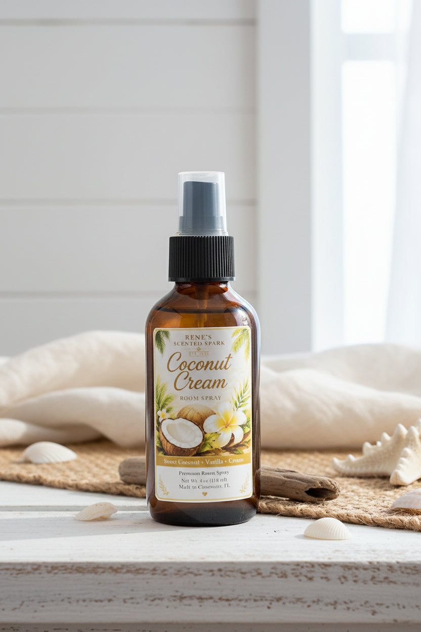 Sugared Coconut & Vanilla Room Spray | Coastal Home Fragrance | Hand Poured Gift | 4 oz
