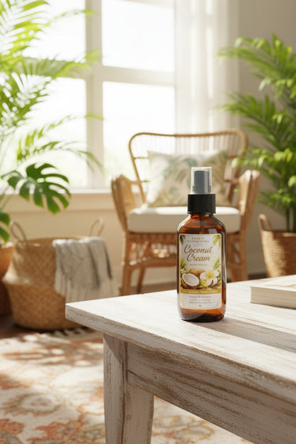 Sugared Coconut & Vanilla Room Spray | Coastal Home Fragrance | Hand Poured Gift | 4 oz