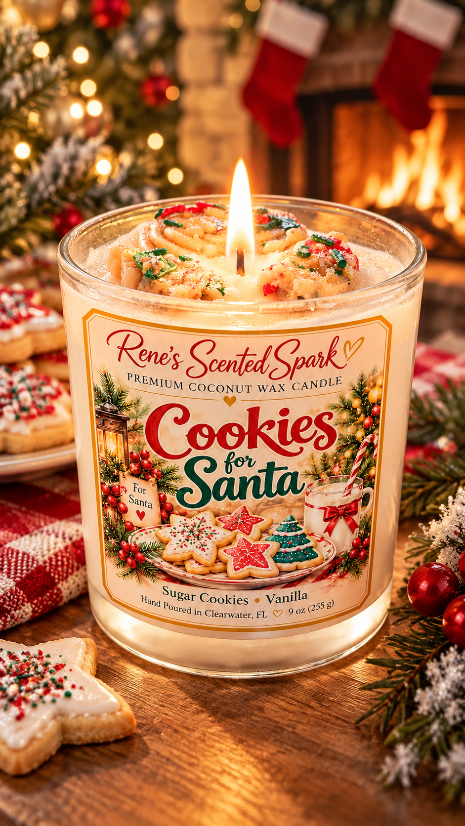 Bakery scented Cookies for Santa holiday candle, a sweet Christmas gift for her