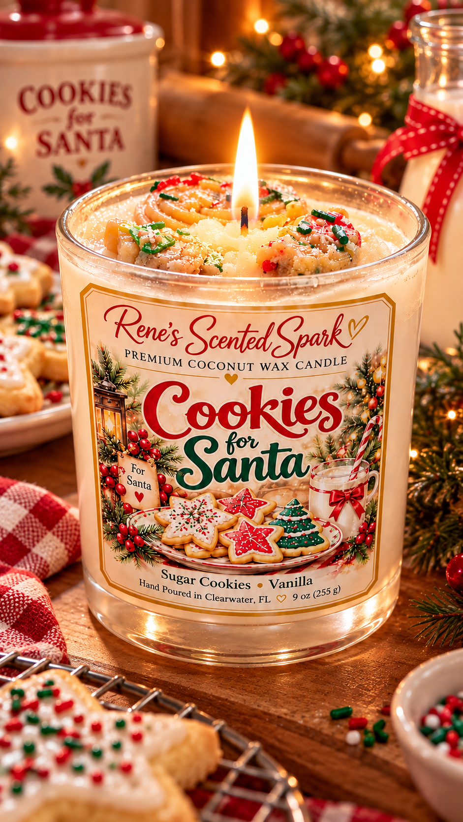 Cookies for Santa candle, a cozy Christmas Eve gift hand-poured in Clearwater FL