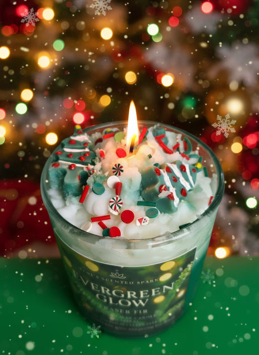 Decorative candle in a glass container with a green background
