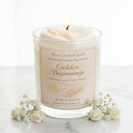 Golden Beginnings – Jasmine & Vanilla Wedding Candle | Hand-Poured Coconut Wax | Bridal & Anniversary Gift
