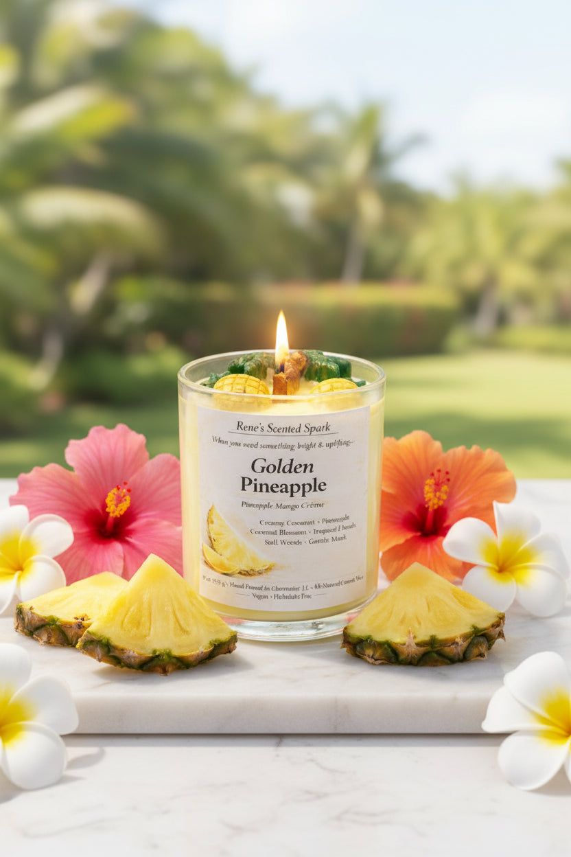 Golden Pineapple – Tropical Pineapple & Mango Coconut Wax Candle | Hand-Poured | Summer Gift for Her