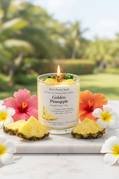 Golden Pineapple – Tropical Pineapple & Mango Coconut Wax Candle | Hand-Poured | Summer Gift for Her
