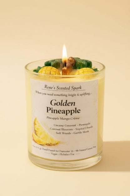 Golden Pineapple – Tropical Pineapple & Mango Coconut Wax Candle | Hand-Poured | Summer Gift for Her