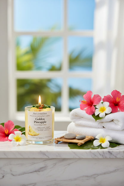 Golden Pineapple – Tropical Pineapple & Mango Coconut Wax Candle | Hand-Poured | Summer Gift for Her