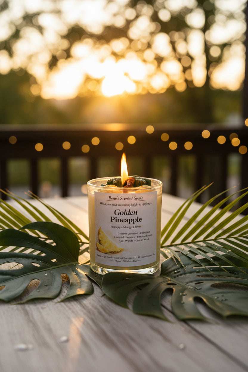 Golden Pineapple – Tropical Pineapple & Mango Coconut Wax Candle | Hand-Poured | Summer Gift for Her