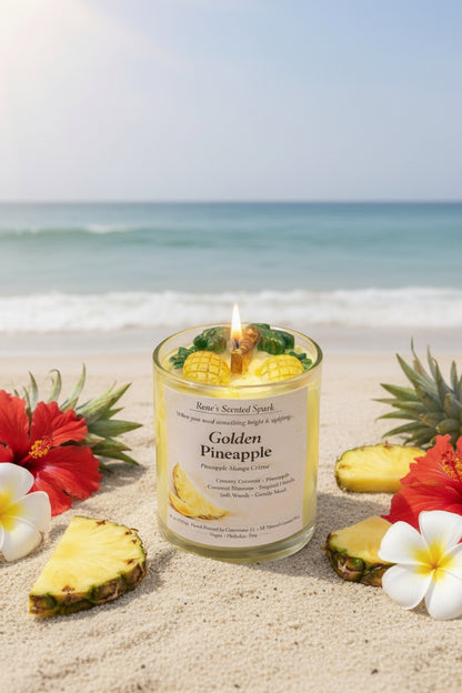 Golden Pineapple – Tropical Pineapple & Mango Coconut Wax Candle | Hand-Poured | Summer Gift for Her