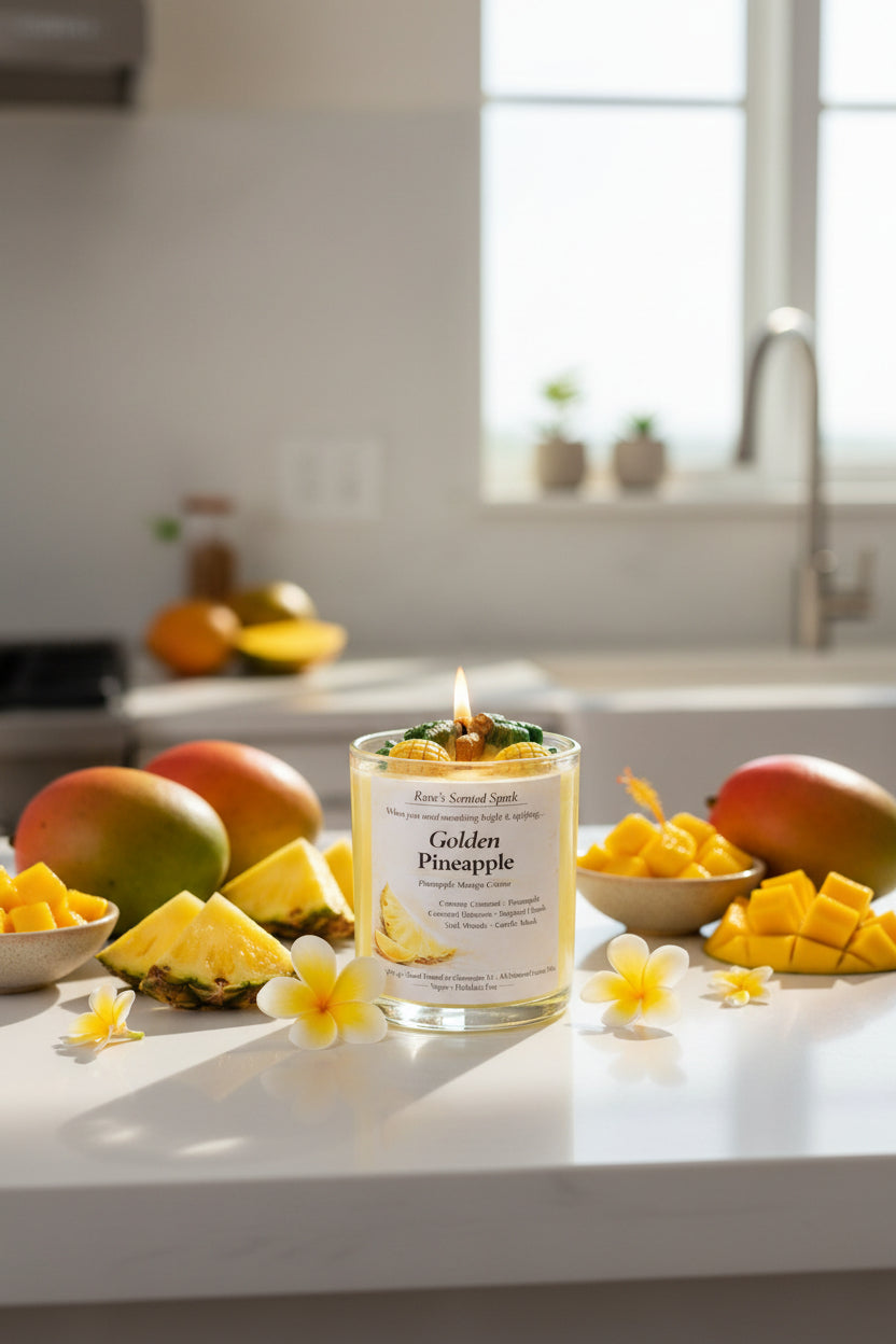 Golden Pineapple – Tropical Pineapple & Mango Coconut Wax Candle | Hand-Poured | Summer Gift for Her