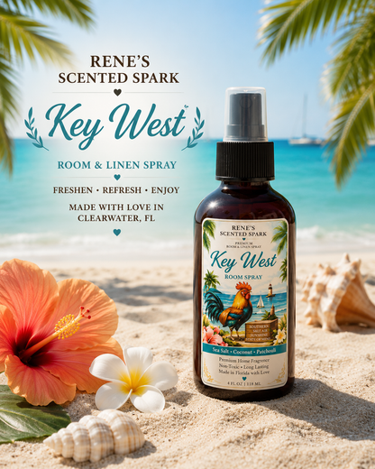 Key West Sea Salt & Agave Room Spray | Coastal Home Fragrance | Hand Poured Gift | 4 oz