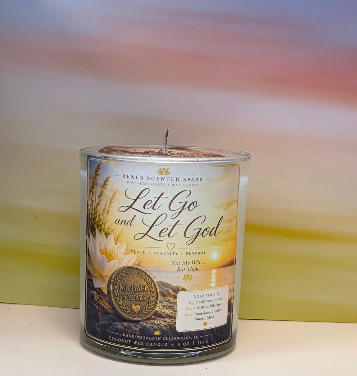 Let Go and Let God Personalized Sobriety Candle