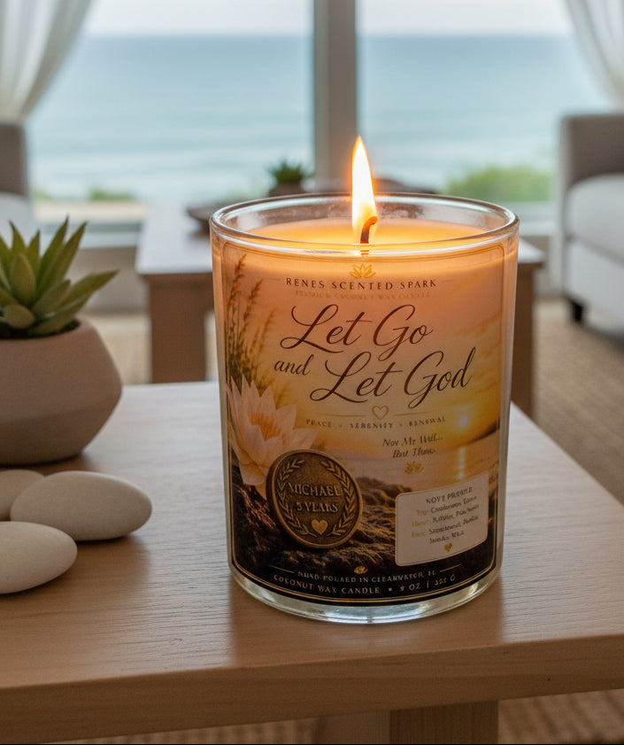 Let Go and Let God Personalized Sobriety Candle