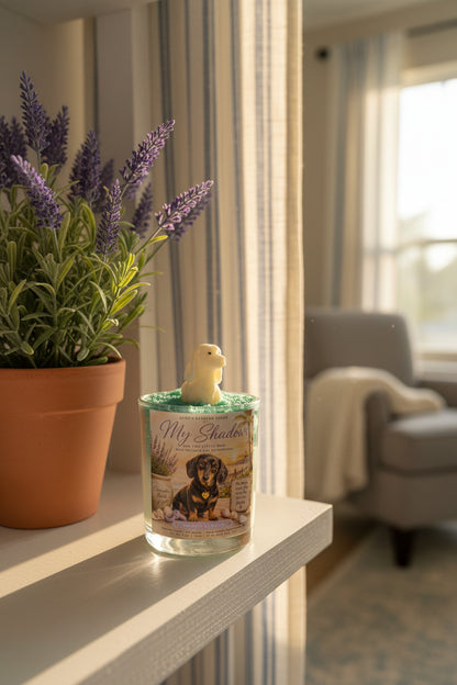 My Shadow – Dachshund Candle | Hand Poured Coconut Wax | Lavender & Vanilla | Dog Lover Gift
