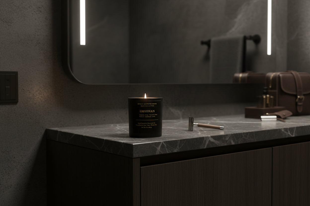 Obsidian – Luxury Men's Candle | Bergamot, Rum & Leather | Hand-Poured Coconut Wax | Father's Day Gift for Him